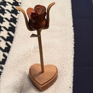Elegant Hand Made Wooden Rose Sculpture
